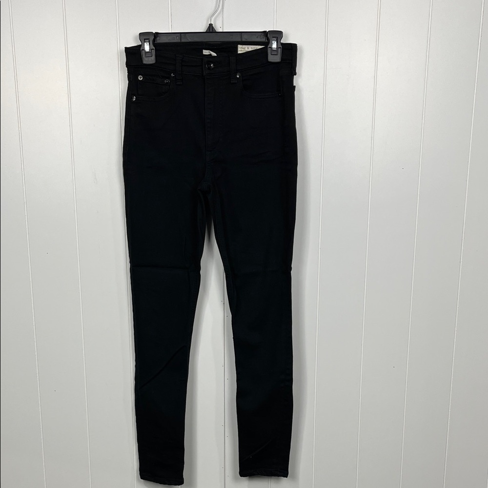 Rag & Bone Womens Nina Jeans 27 Black High-Rise Skinny Zip/Button Fly Stretch